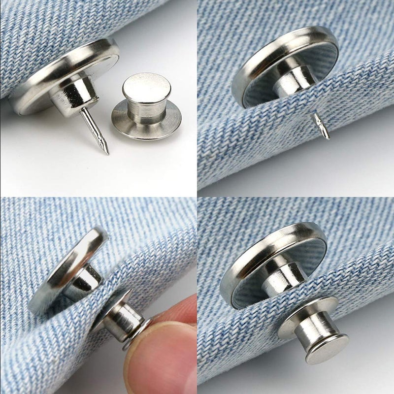 Lohas Select 6 Pcs Instant Jean Button Pins,Adjustable Pant Waist Tightener,No Sew and No Tools for Pants, Simple Installation, Reusable and Adjustable(Style 1) - Image 5